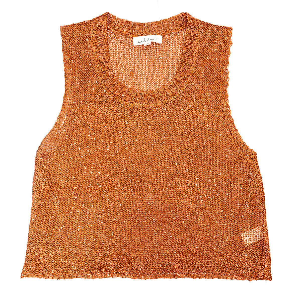 Lds Shimmer Sheer Knit Tank