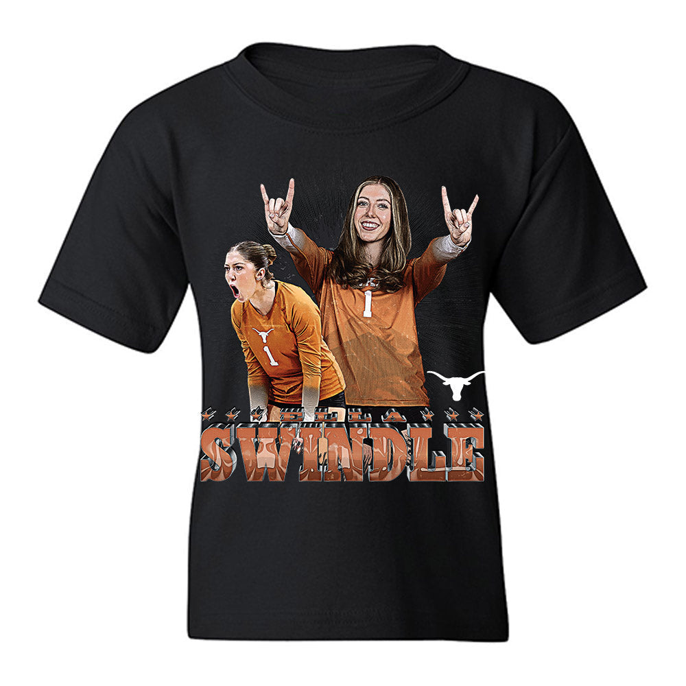 Youth Texas Longhorns NCAA Women's Volleyball Ella Swindle Caricature T-Shirt