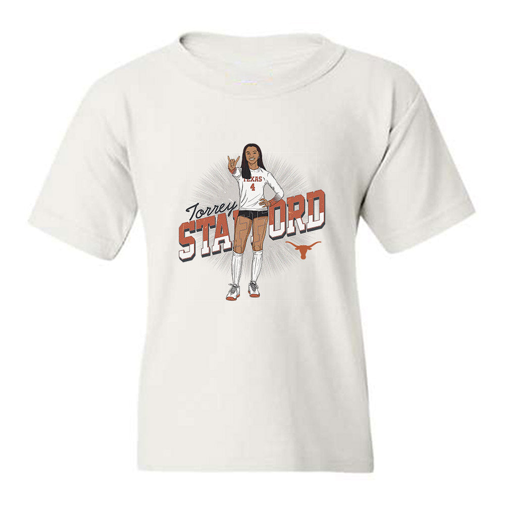 Youth Texas Longhorns NCAA Women's Volleyball Torrey Stafford Caricature T-Shirt