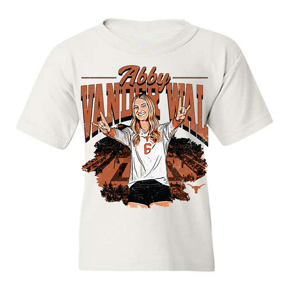 Youth Texas Longhorns NCAA Women's Volleyball Abby Vander Wal Caricature T-Shirt