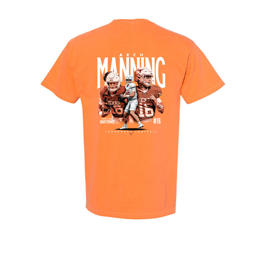 Texas Longhorns NCAA Football Arch Manning Collage Short Sleeves Pocket T-Shirt