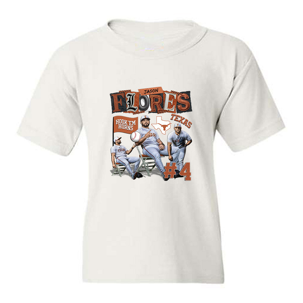 Youth Texas Longhorns NCAA Baseball Jason Flores Collage T-Shirt