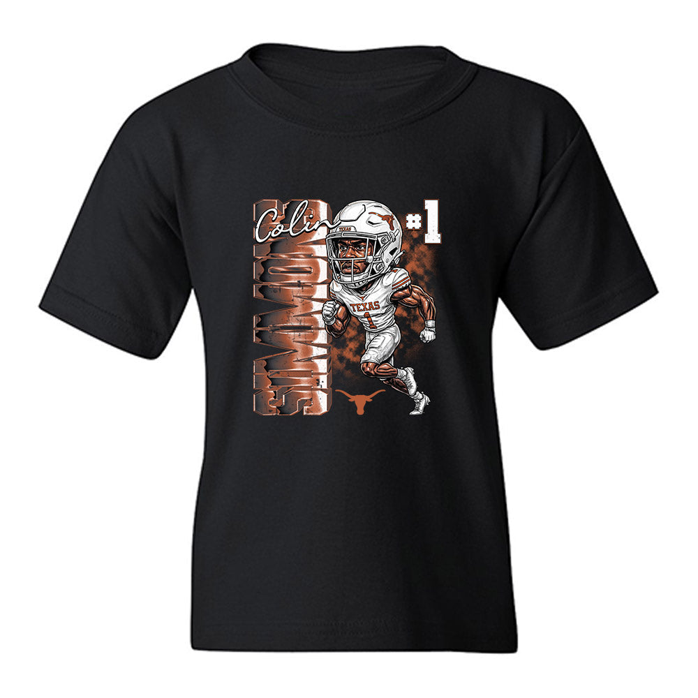Youth Texas Longhorns NCAA Football Colin Simmons Caricature T-Shirt