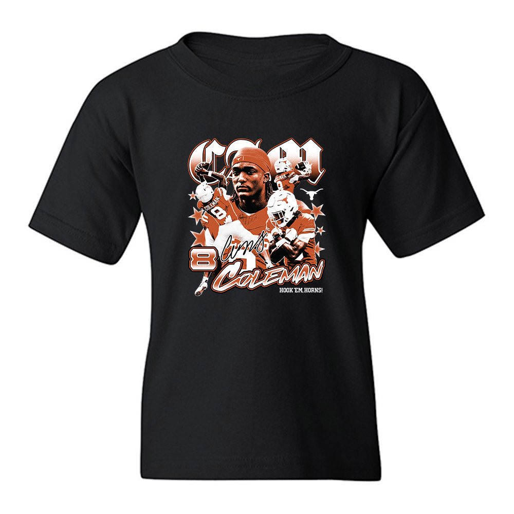 Youth Texas Longhorns NCAA Football Cameron Coleman Collage T-Shirt