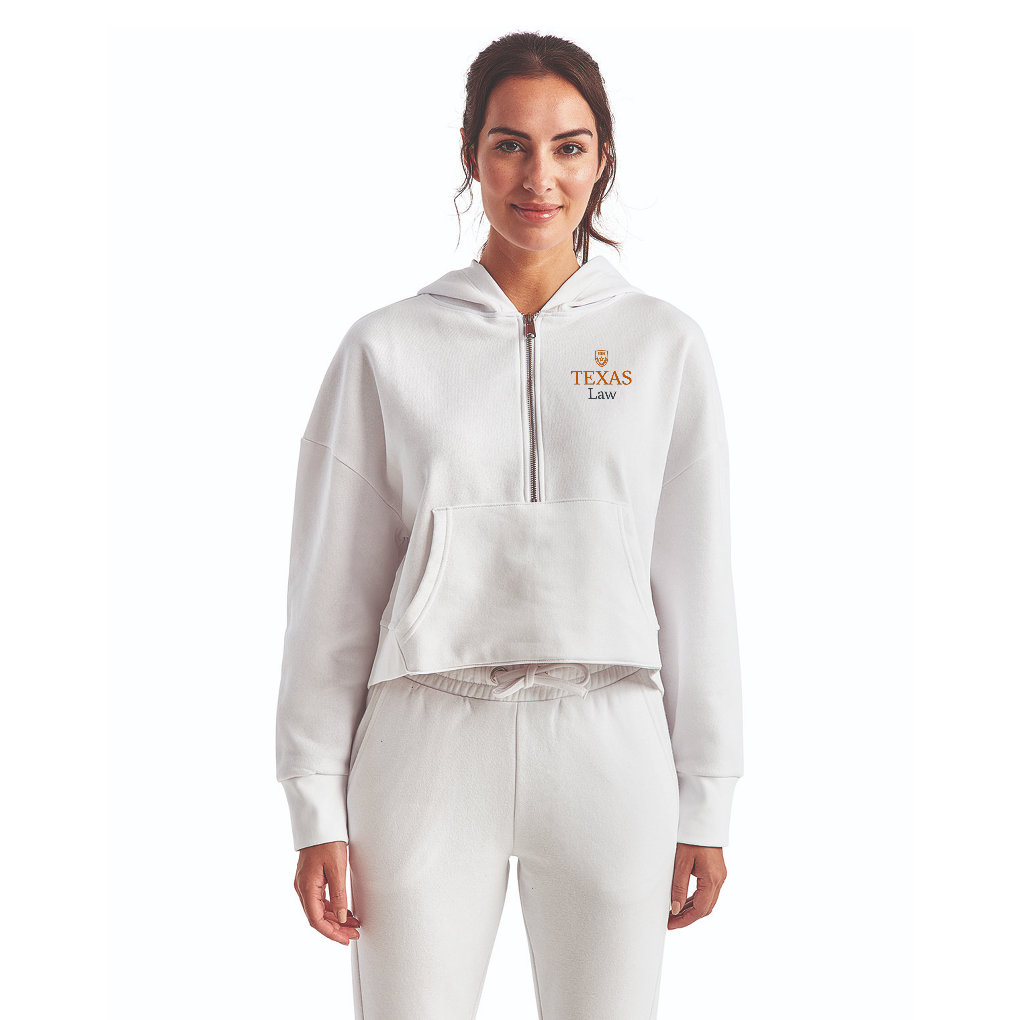 University of Texas School of Law Alice Half-Zip Hooded Sweatshirt White 